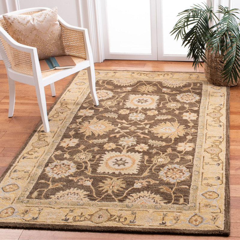 Charlton Home® Tingley Oriental Handmade Tufted Brown/Taupe Area Rug